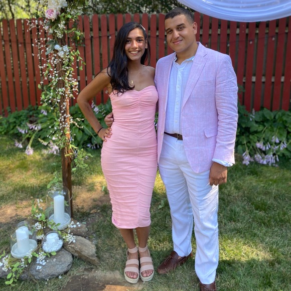 MESHKI shimmer pink, body-con dress - Picture 6 of 10